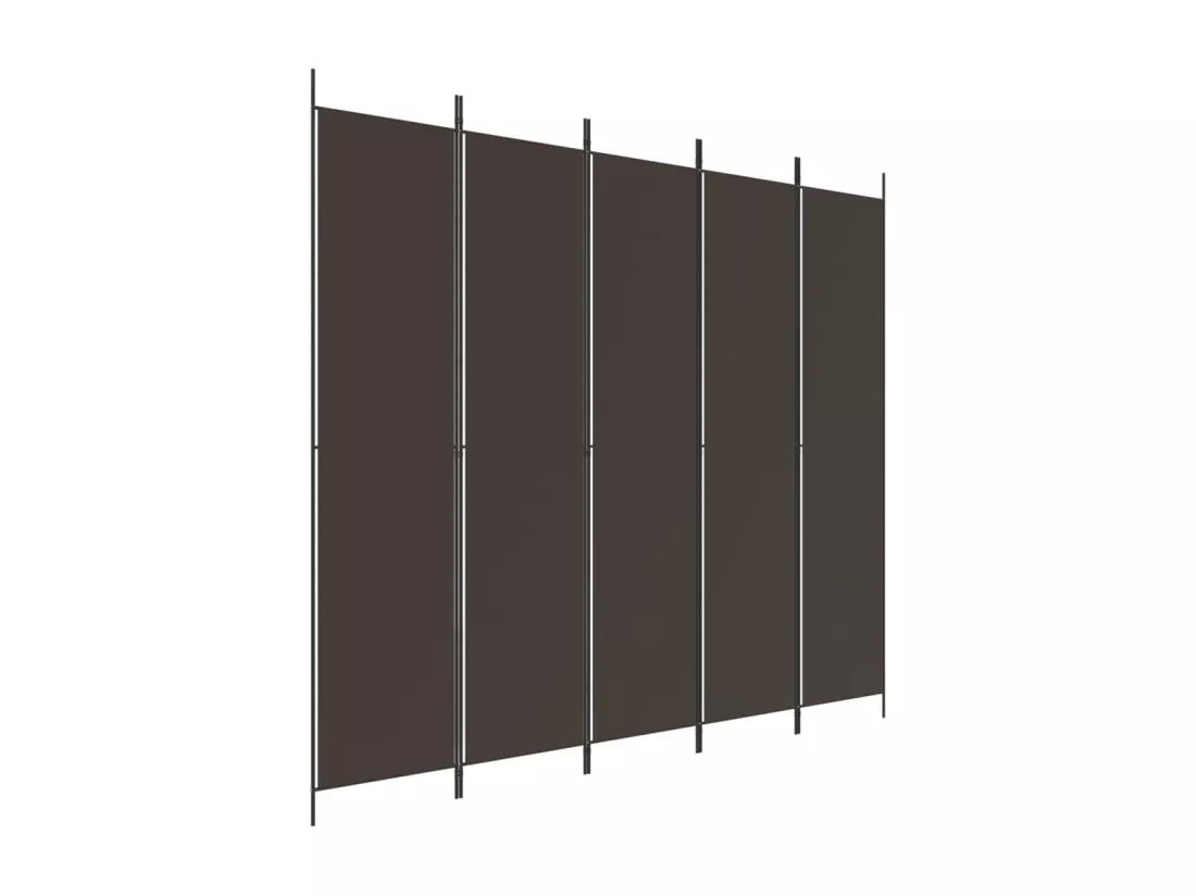 Cloison de séparation 5 panneaux Marron 250x220 cm Tissu