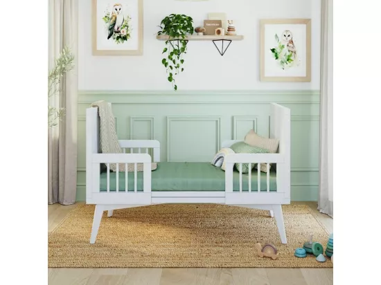 Lit bébé évolutif Montessori 70x140 cm bois massif blanc MARLEY