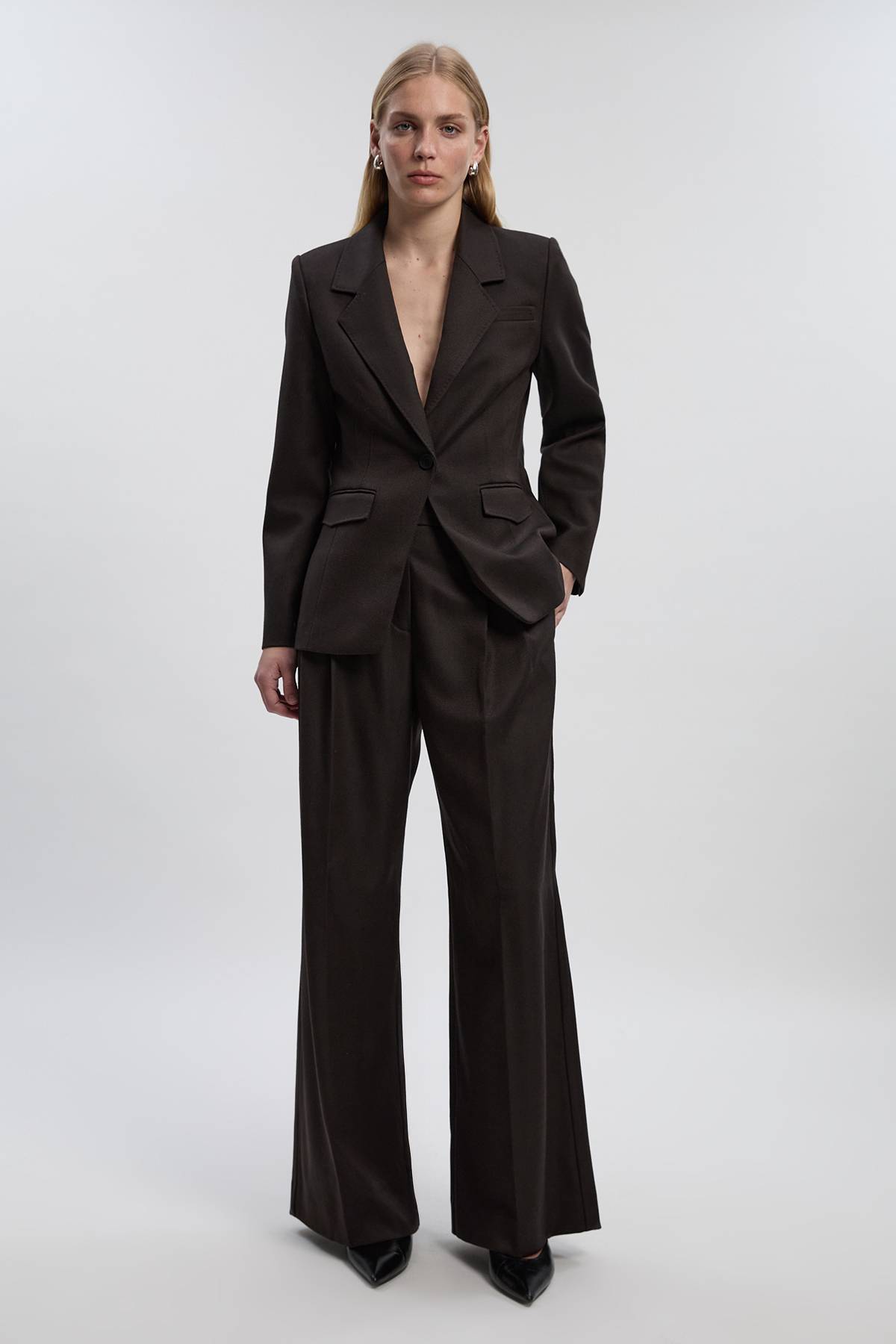 KarenMillen Pantalon Tailleur Chiné à Jambes Larges