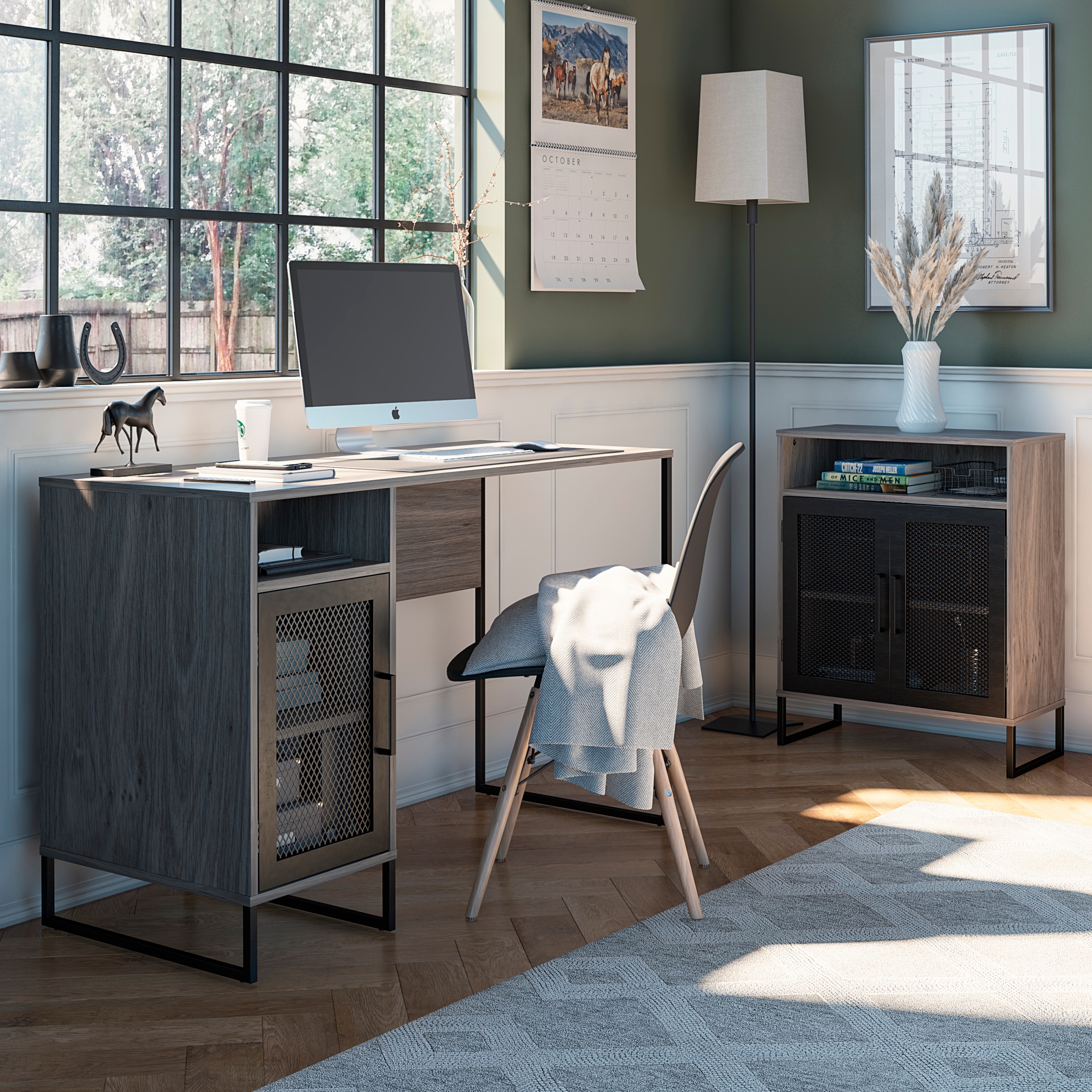 Dorel Home Schreibtisch »Purdue« 1 Stk. tlg. Tür mit Magnetverschluss, Gestell aus Metall, Höhe 76,5 cm
