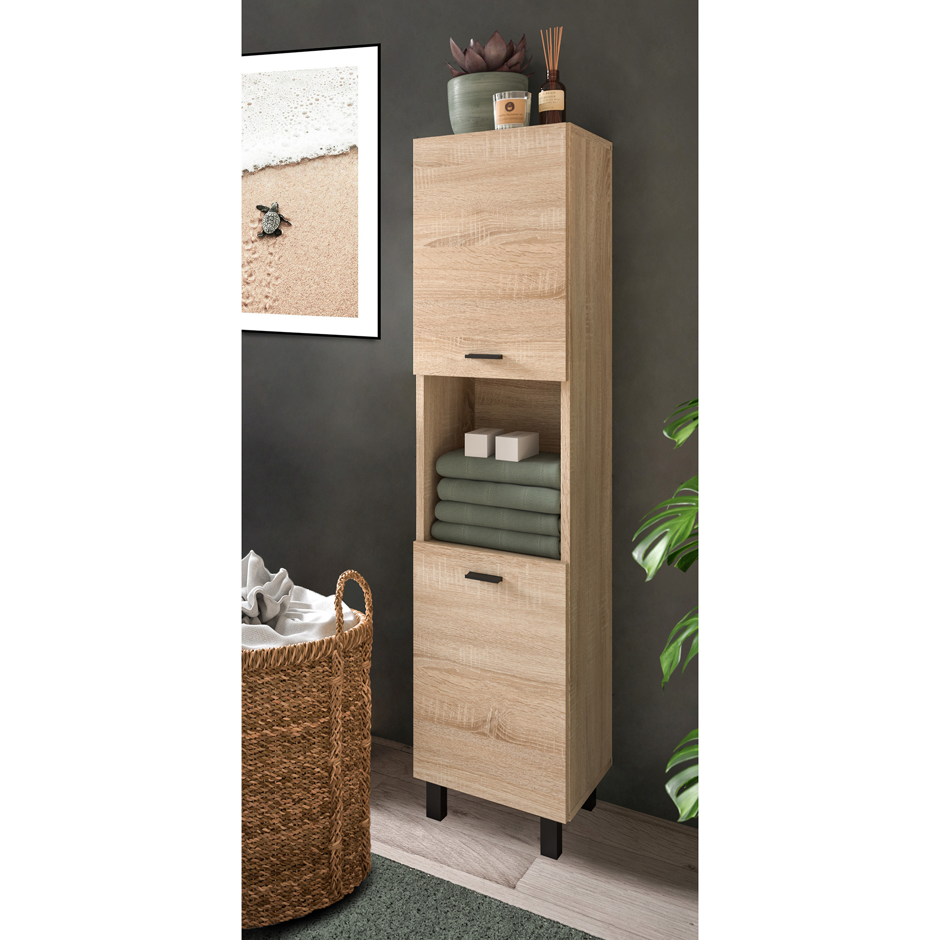 Badschrank BOSTON - Sonoma Eiche - 30 cm