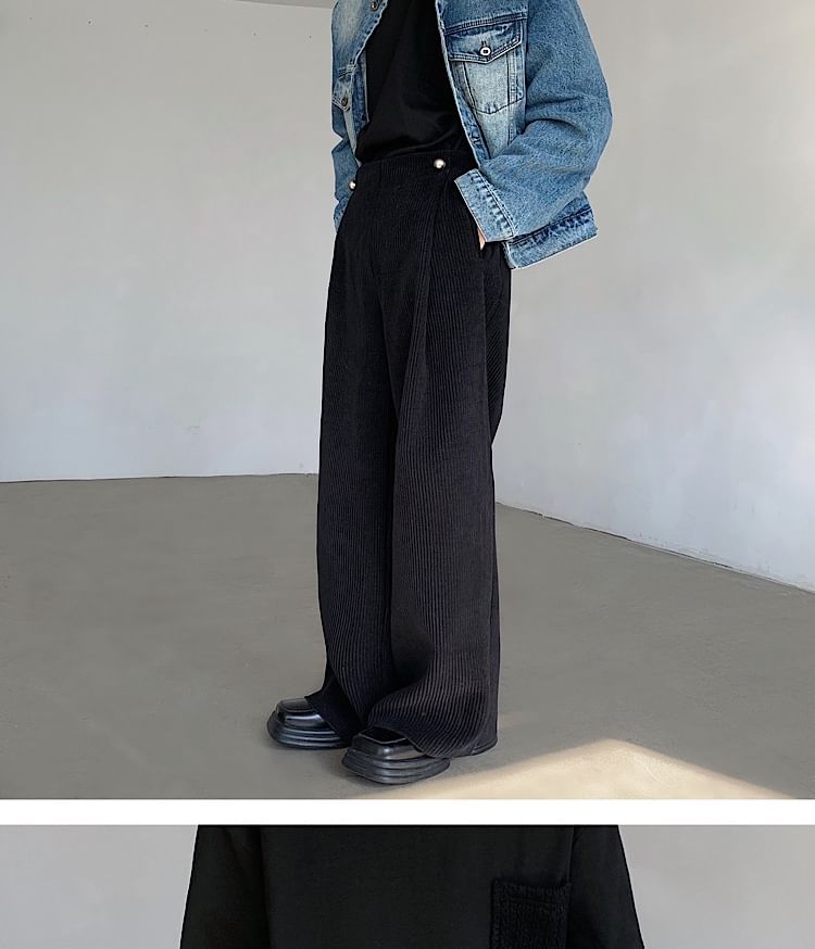 Freehop - Hoge taille effen wijde broek