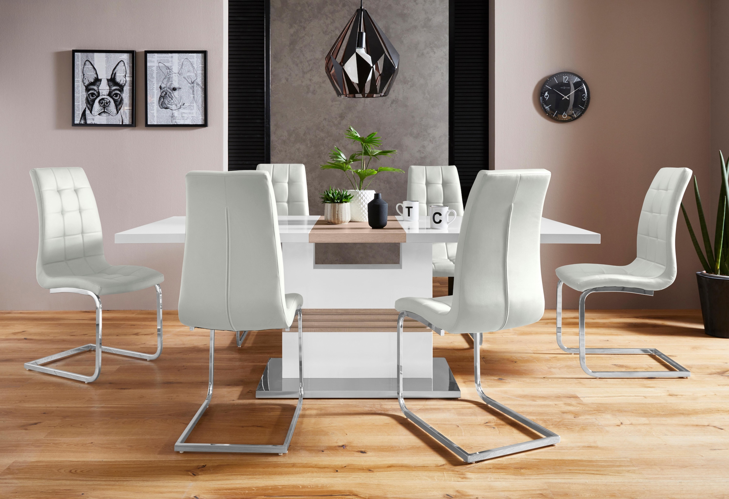 INOSIGN Essgruppe »Perez/Lola« Set, 5 Stk. tlg. mit 4 Stühlen, Tisch ausziehbar, Breite 160-200 cm