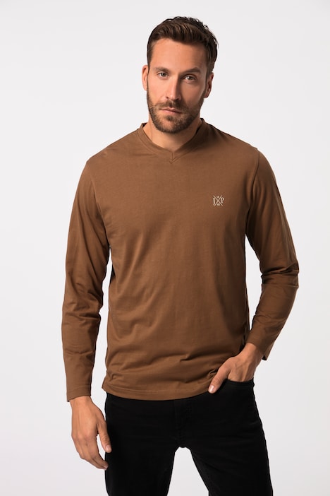 JP 1880 Langarmshirt, Basic, Langarm, V-Ausschnitt, bis 8 XL