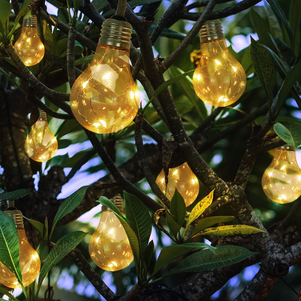 LED Solar Lichterkette, 10x Glühbirnen, Hanfseil, L 570 cm