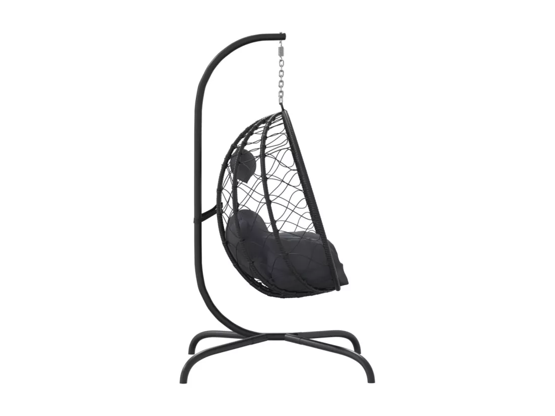 Chaise suspendue en forme d'œuf avec coussin Anthracite
