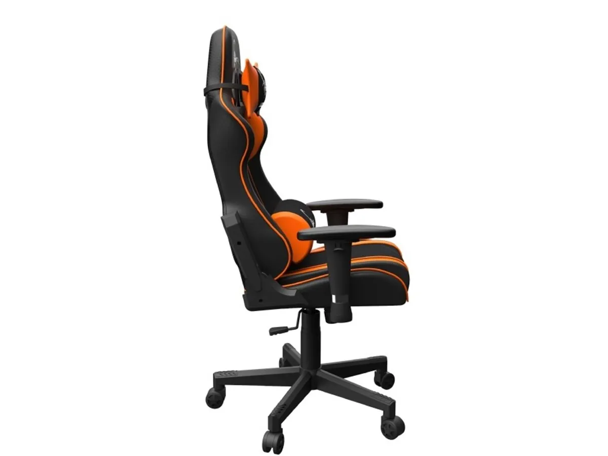 Gembird SCORPION - Stol - ergonomisk - armstøtter - T-formet - vippe - drejeled - nylon, PVC, svamp, mesh - sort trådnet, orange hud