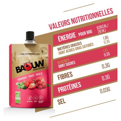 Purée énergétique Bio Baouw Framboise/Fraise/Basilic - 90g