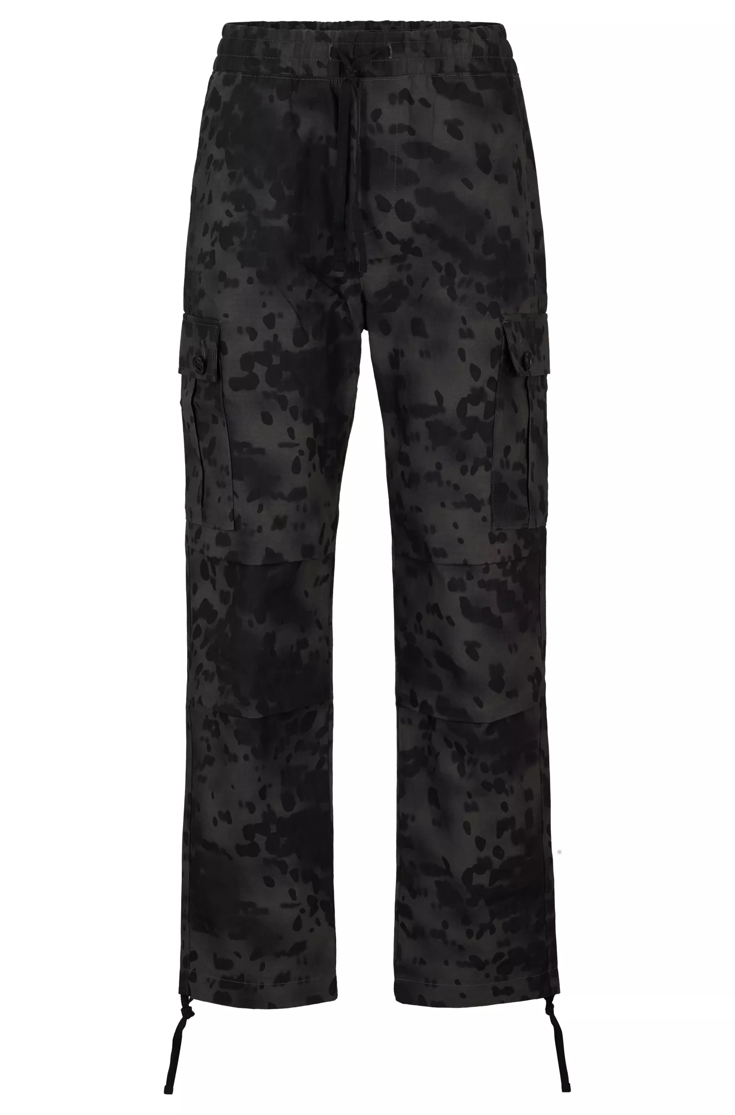 Calça cargo HUGO vermelha, corte regular, em algodão com estampa dálmata.