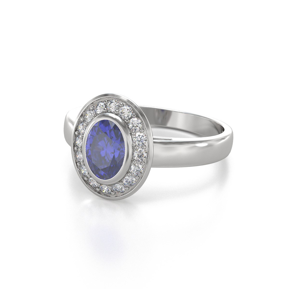 Bague ADEN Tanzanite et diamants sur Argent 925 2.788grs