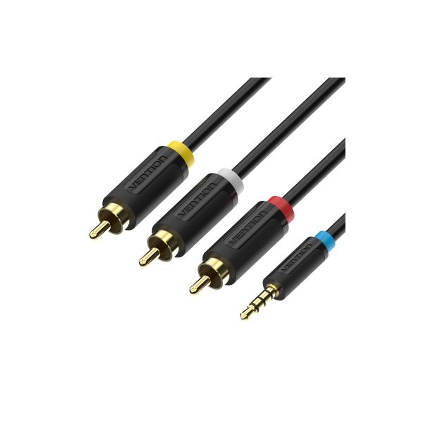 Vention Cabo Áudio e Vídeo Jack 2.5mm M Para 3 Rca M 1,5mts Black - 18-BCCBG