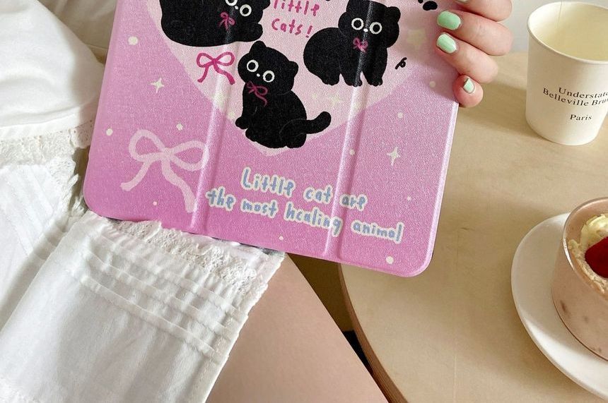 Vachie - Kat gespiegeld iPad-hoesje