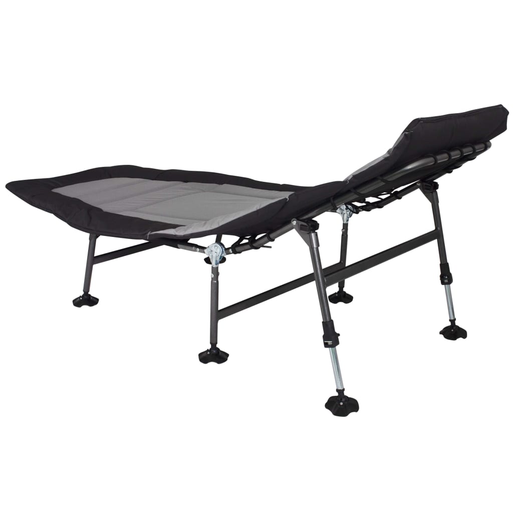 Cama de campismo Eurotrail Royal, cinzenta e preta.