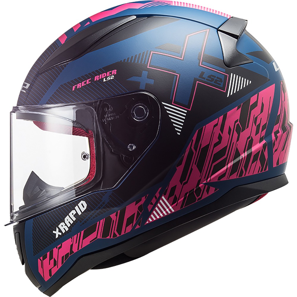 LS2 - Casque FF353 Rapid Xtreet Noir Mat / Bleu / Rose