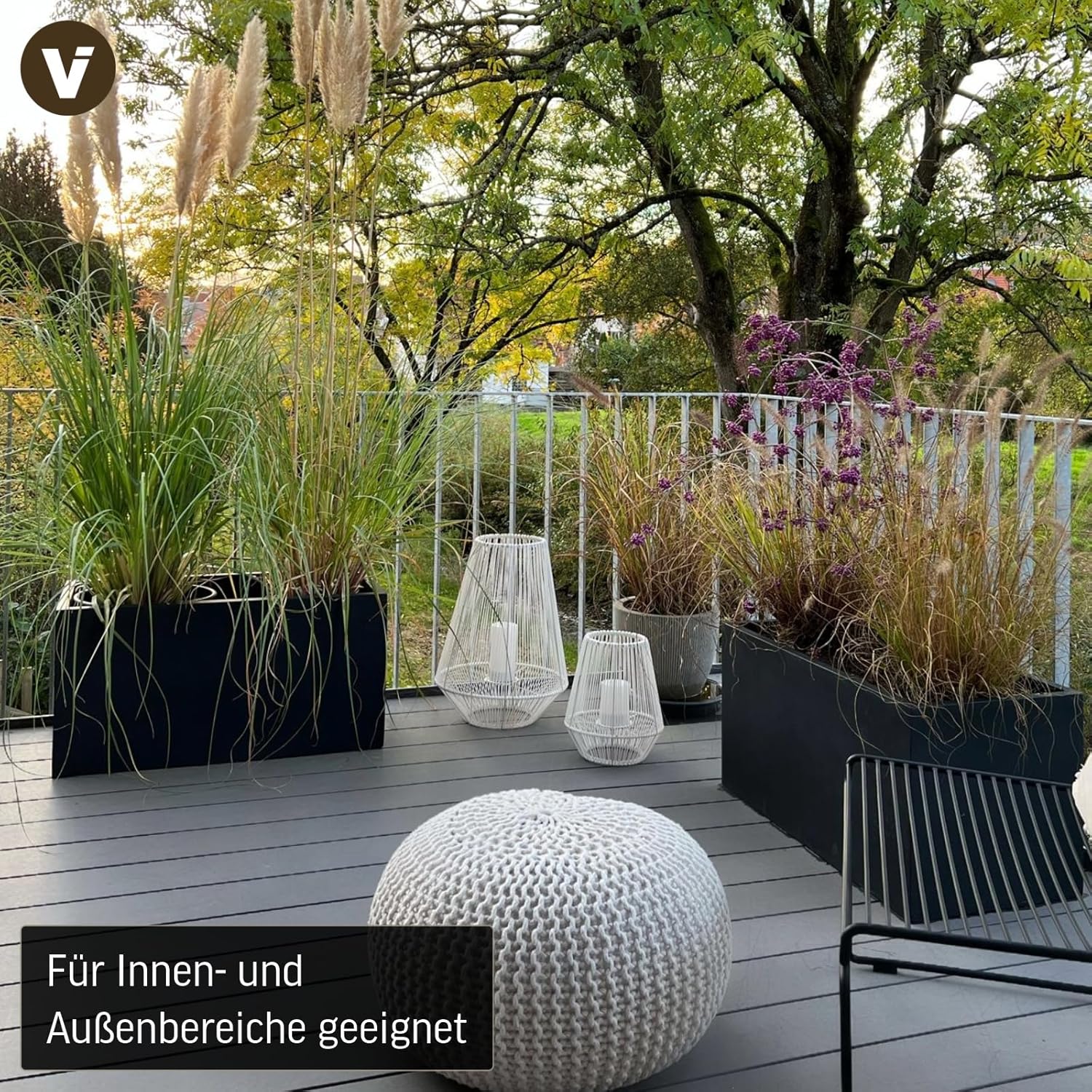 VIVANNO Pflanzkübel Pflanztrog Blumentrog Fiberglas Anthrazit Maxi 40x80x40