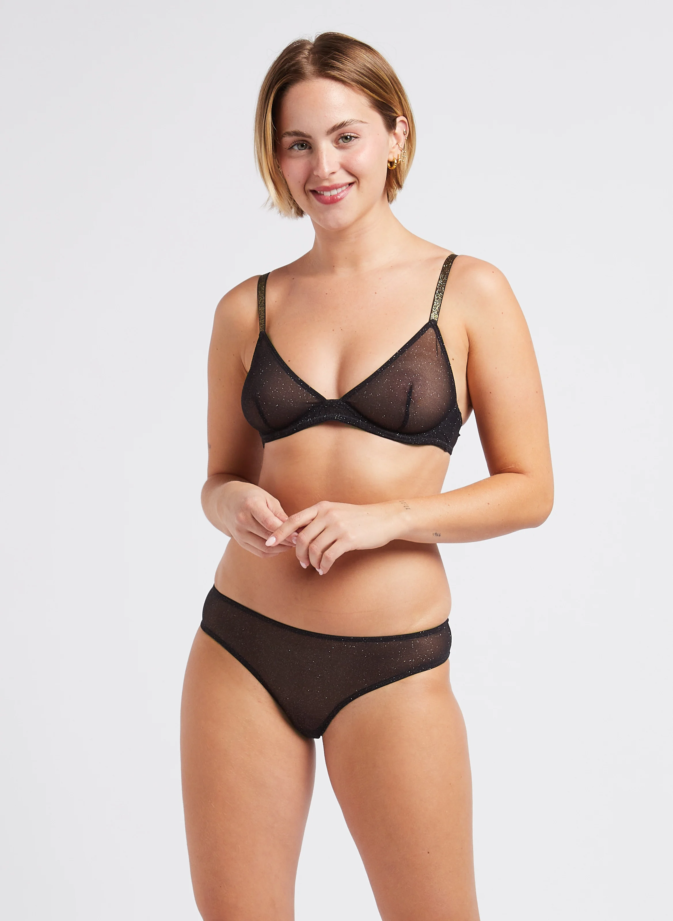 LARA - Soutien gorge effet pailleté | Noir