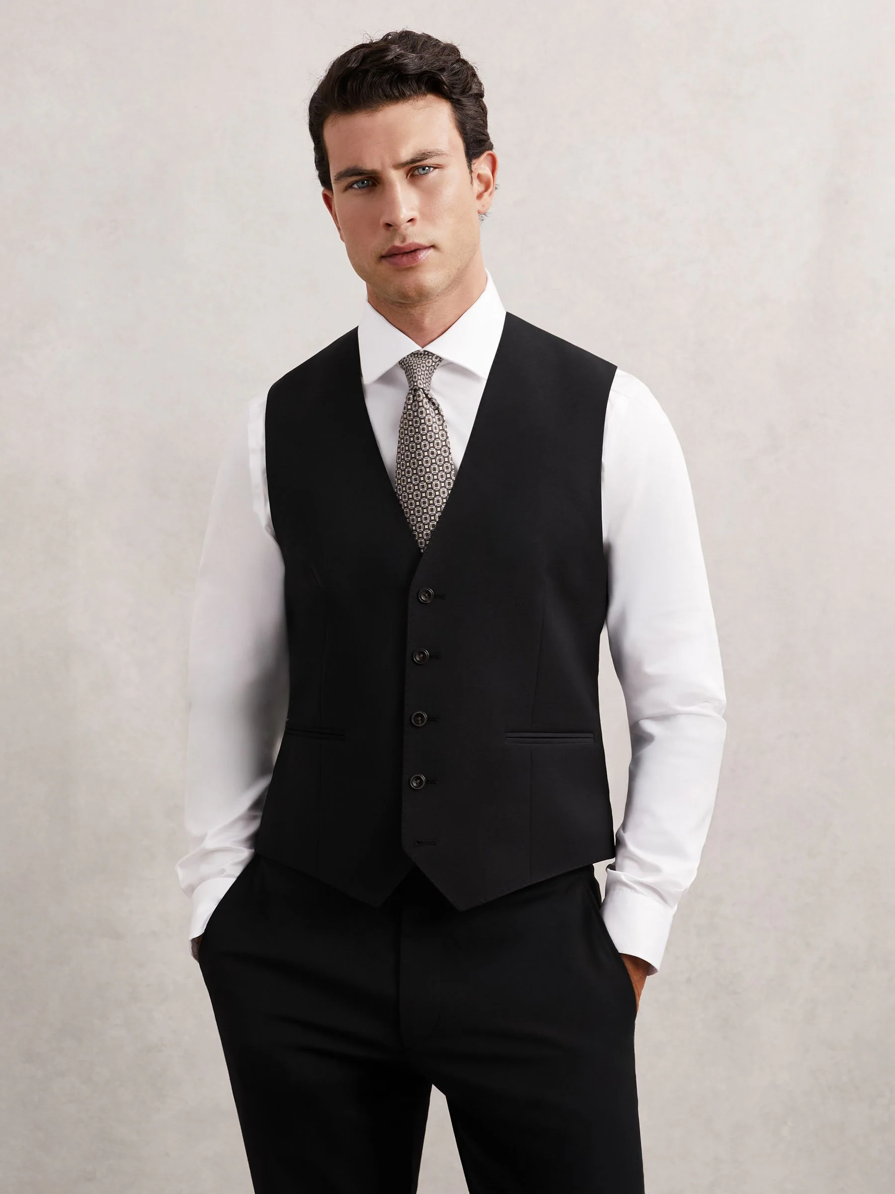 Zwart - Reiss Promise Wool-Blend Slim-Fit Waistcoat