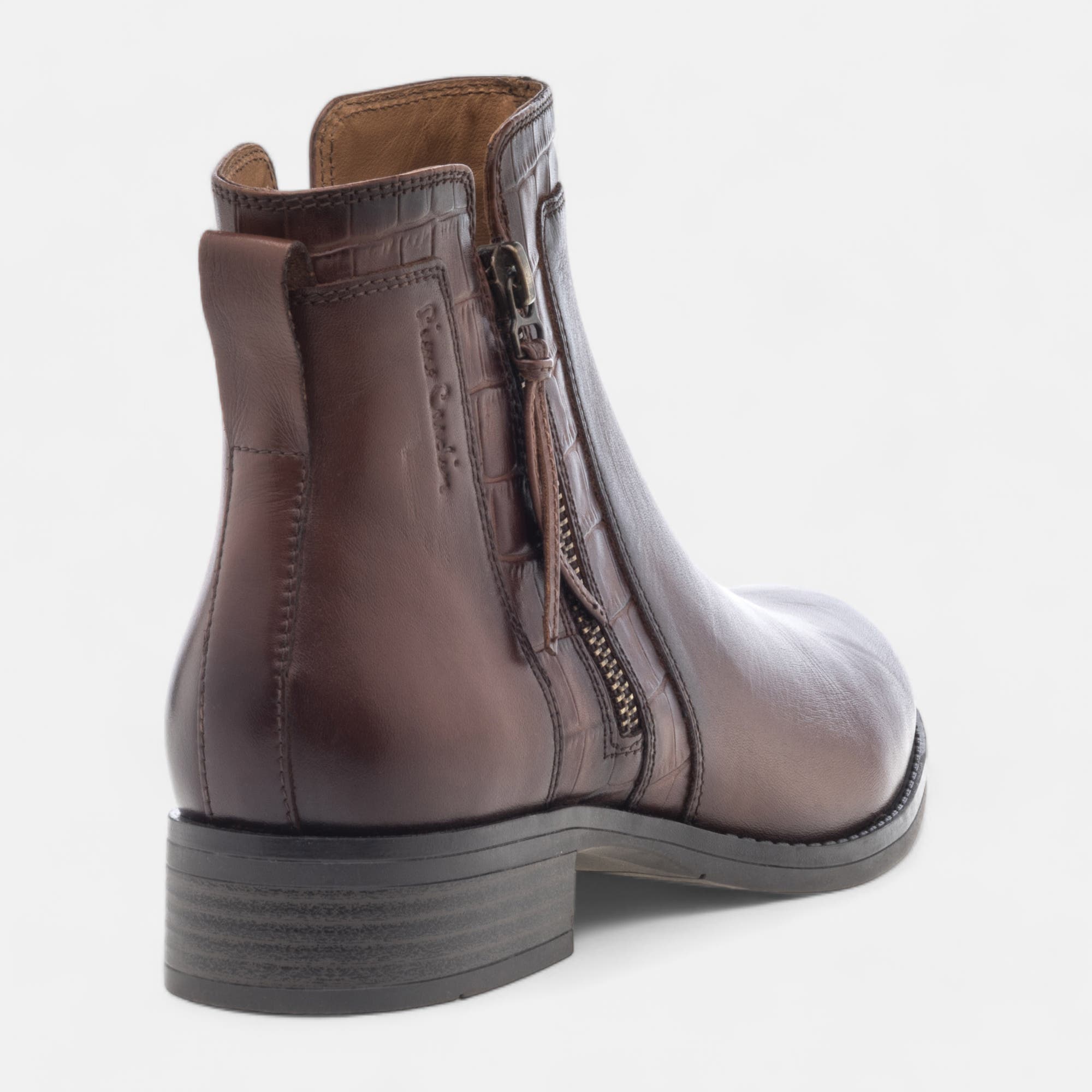 Bottines Femme en cuir cognac