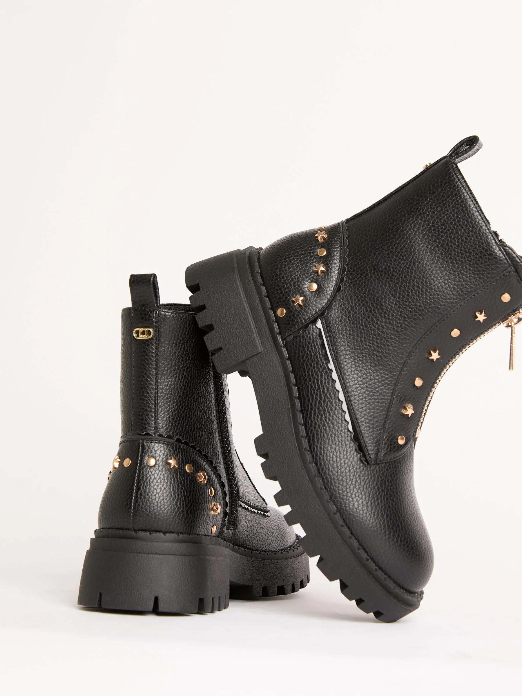 Lipsy Boots van imitatieleer met dikke zool en Met studs