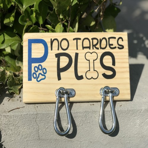 Placa de estacionamento cor de madeira
