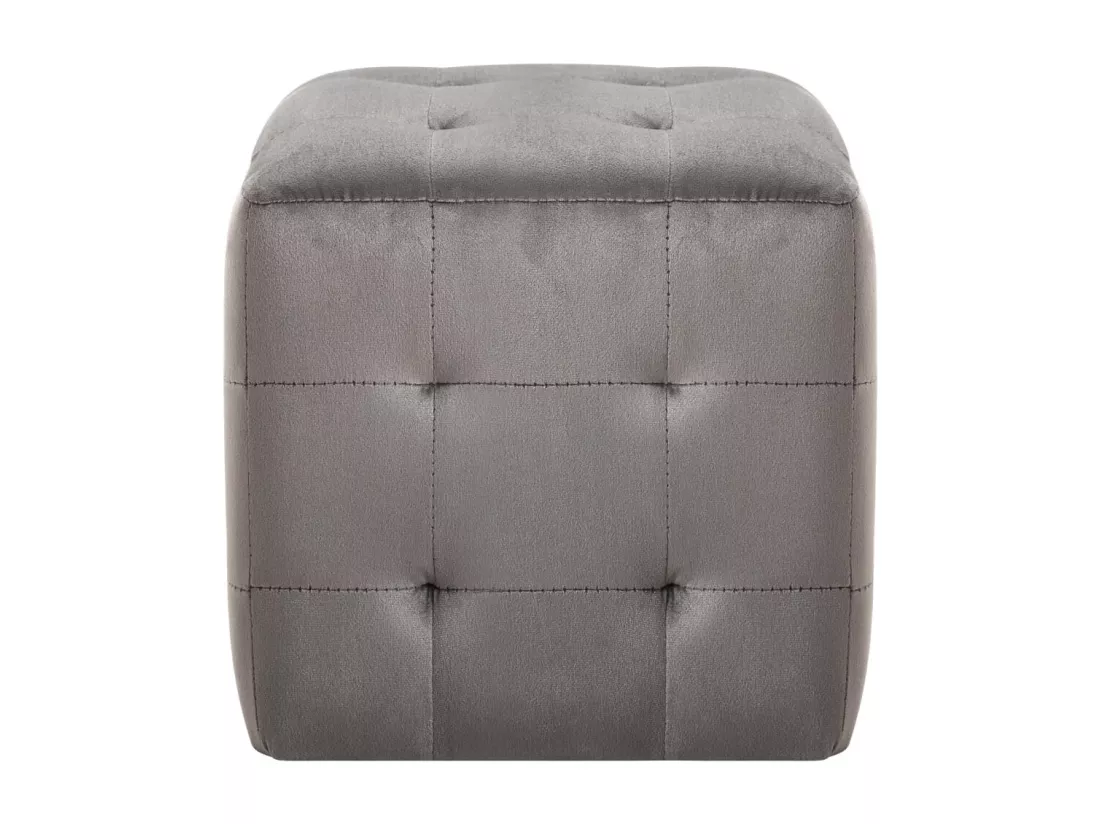2 pcs Poufs Gris 30 x 30 x 30 cm Tissu velours