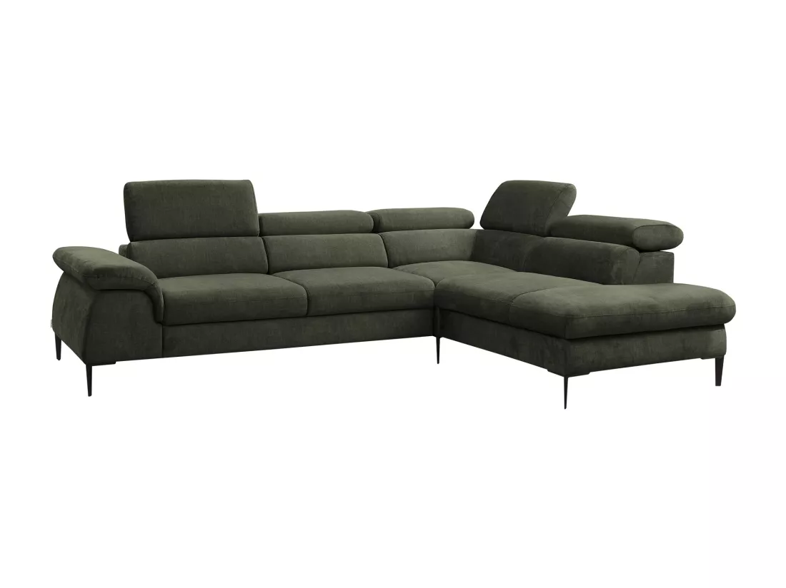 Grand canapé d'angle droit convertible en velours vert SEPINA de Pascal Morabito