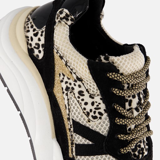 PS Poelman Sneakers zwart Textiel