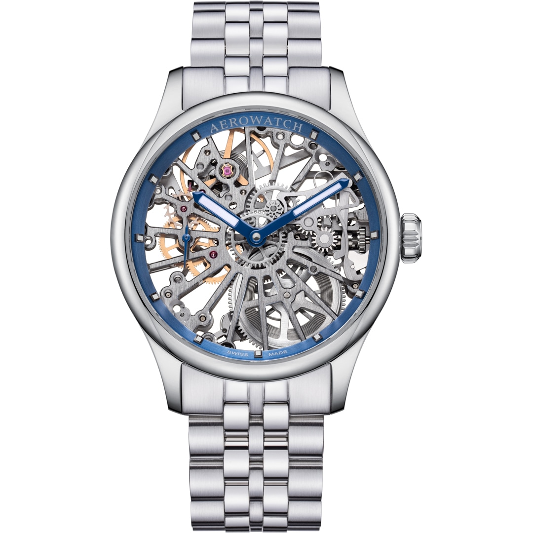Aerowatch Renaissance Skeleton Wheel Edelstahl / Blau