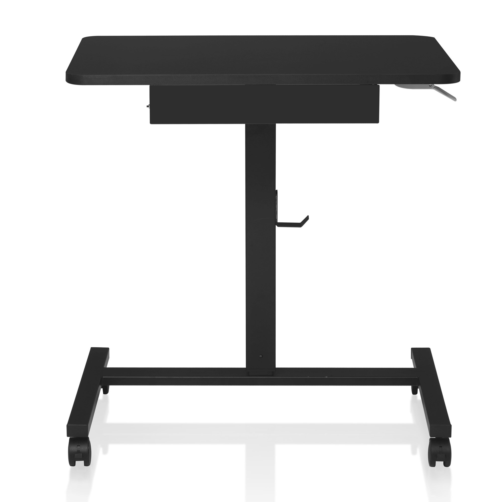 Makika Stehpult / Laptoptisch höhenverstellbar mit Rollen und Schublade in Schwarz