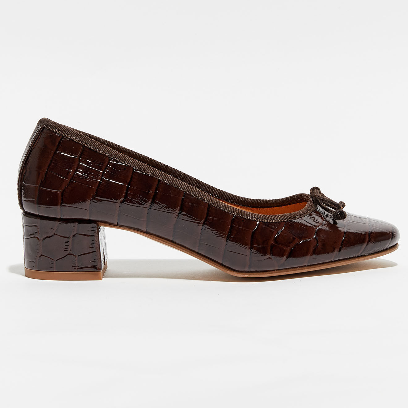 Quartier Latin Ballerines en Cuir croco Albane marron - Talon 4 cm
