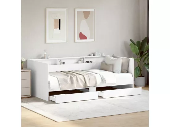 Lit de jour avec tiroirs sans matelas blanc 100x200 cm