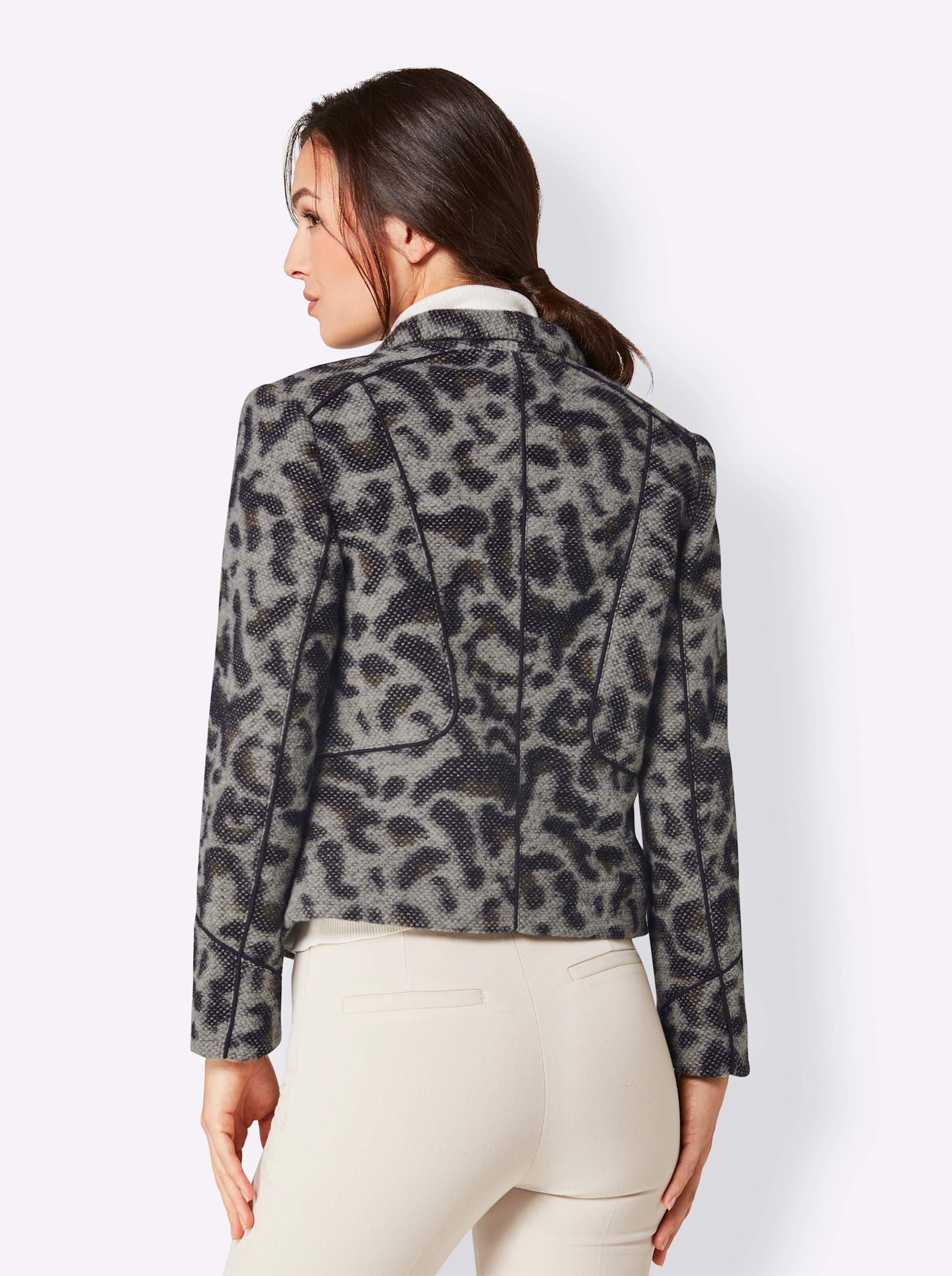 CREATION L PREMIUM Woll-Mix-Blazer in marine-sand-gemustert