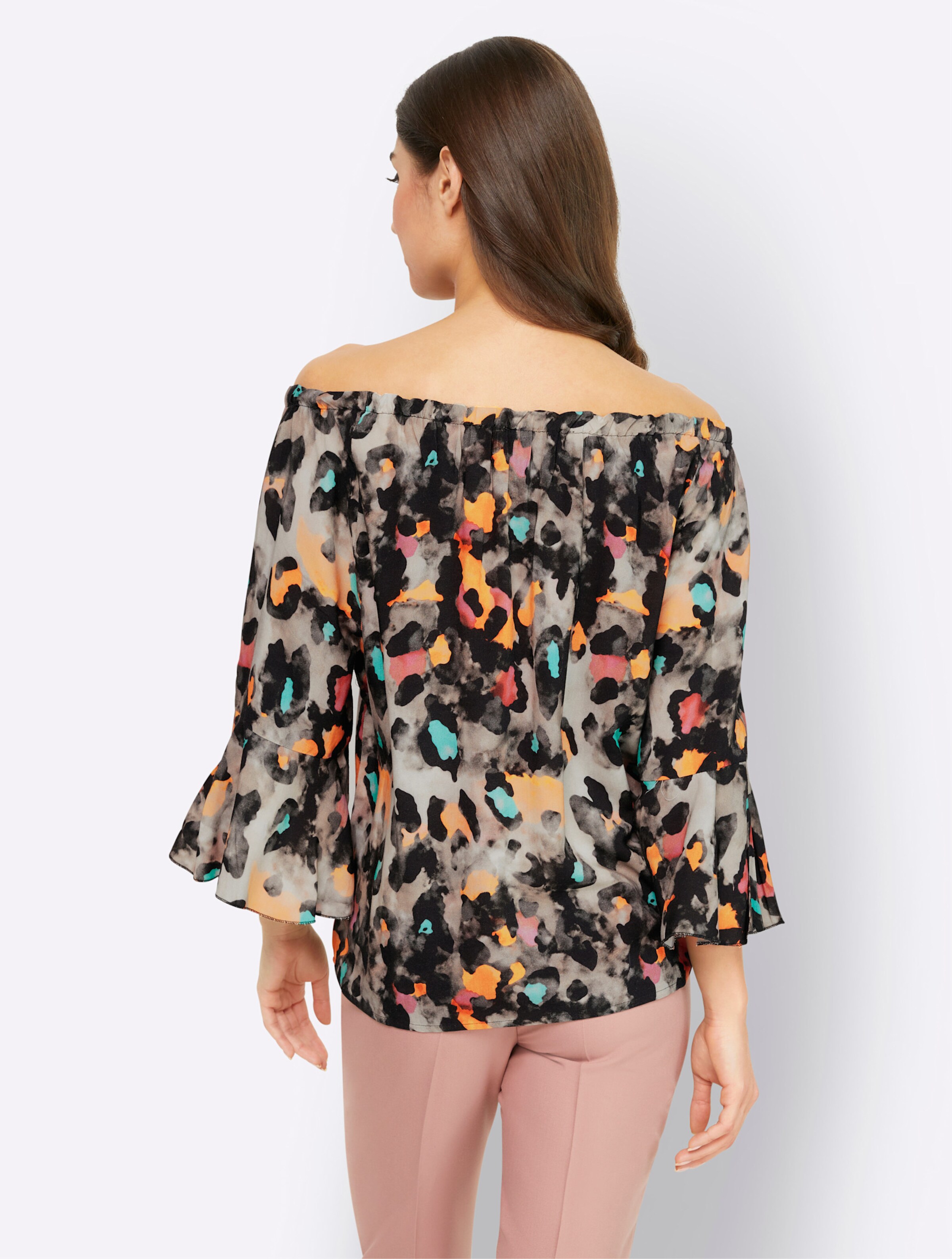 heine Druckbluse in sesam-mandarine-bedruckt