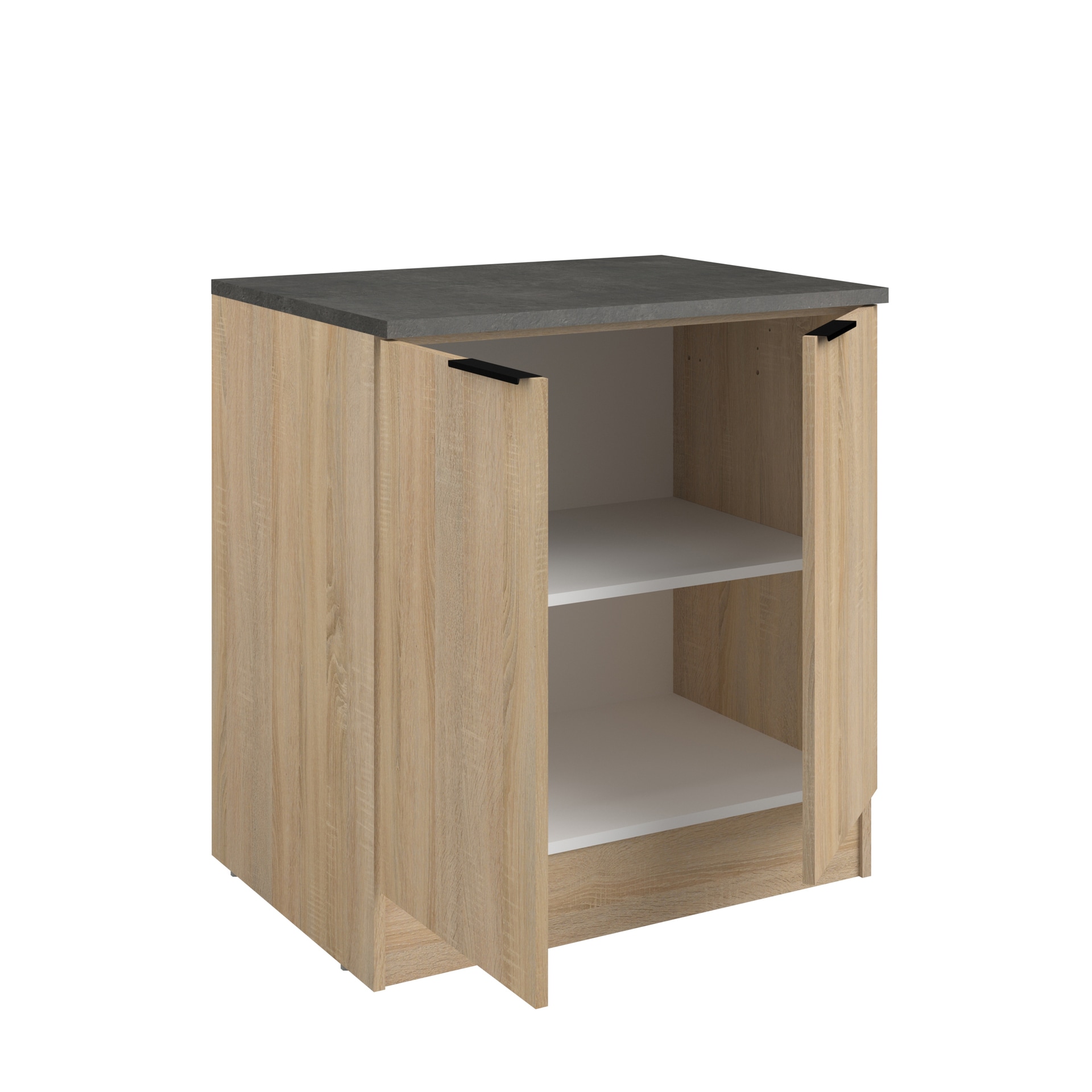 Parisot Küche mit Buffet FUMAY 21Eiche/Beton-Optik ca. 300 x 186 x 60 cm