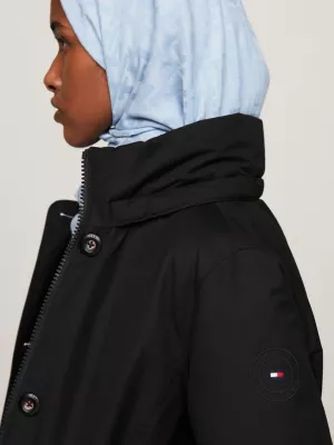 Parka acolchoada com capuz em pele sintética