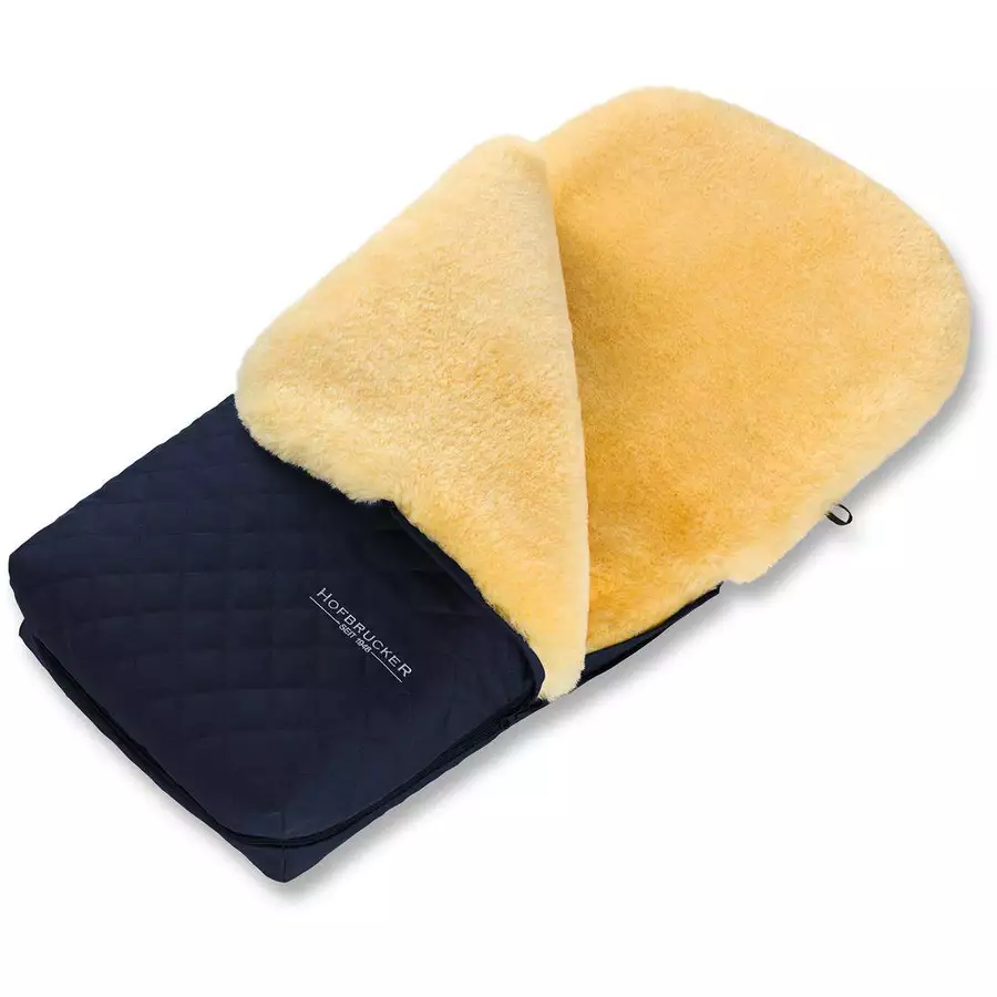 Hofbrucker Kinderwagen Lammfell Fußsack Putzi Limited Edition Hergestellt in Deutschland Navy Blue gesteppt