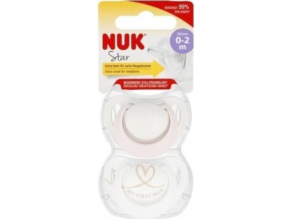 NUK 401933 STJERNE SILIKONSPENE 0-2 2STK 541386, 175282