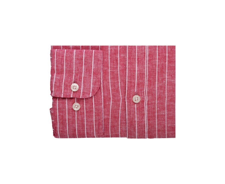 Chemise coton lin Chambray Rouge Liseré Blanc - ELRIC