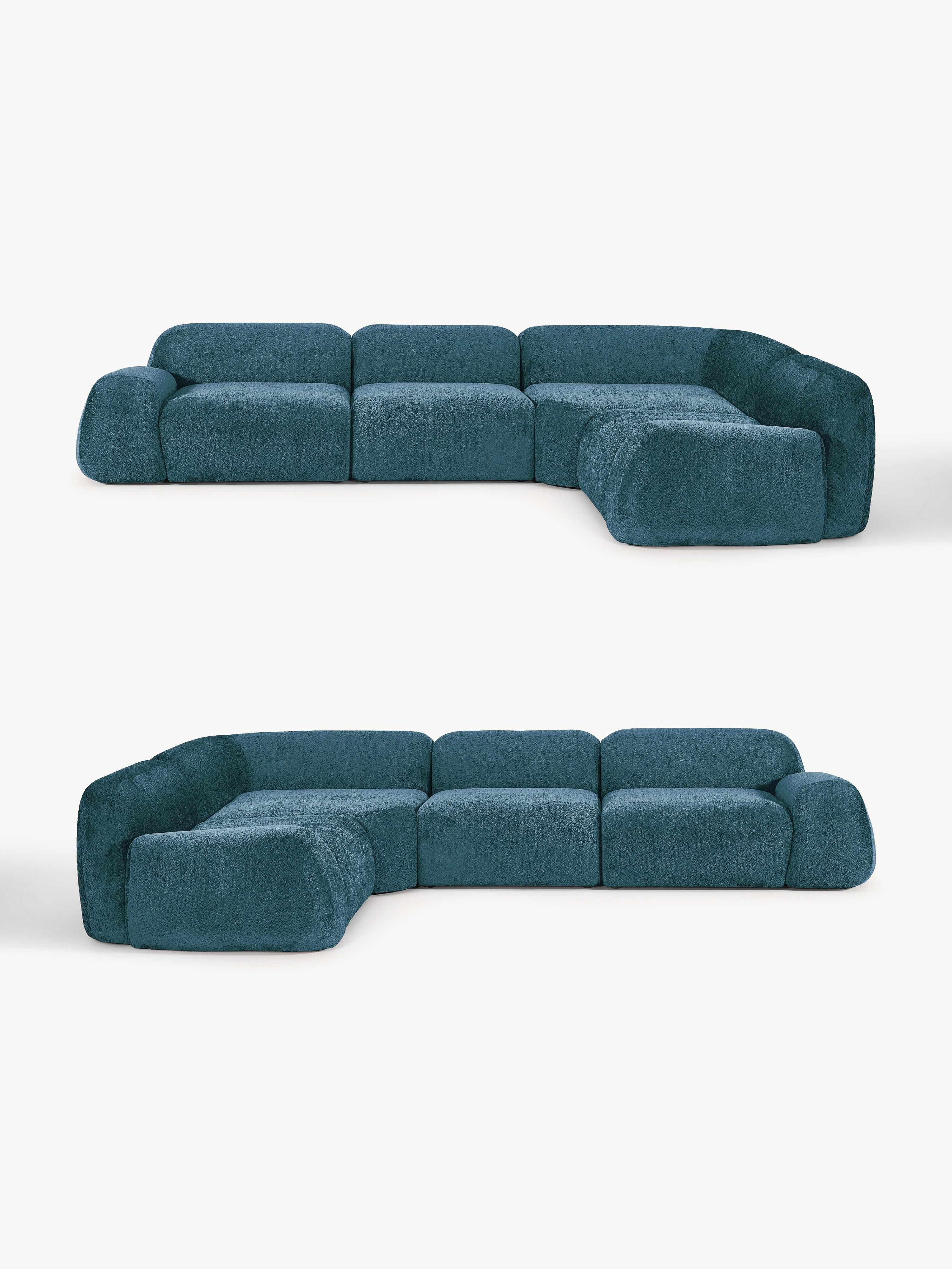 Modulaire hoekbank Wolke (4-zits) van teddy bouclé