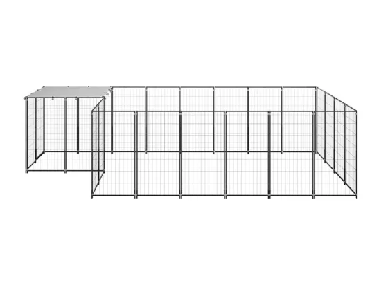 Chenil extérieur cage enclos noire 440 x 220 x 110 cm 02_0000558