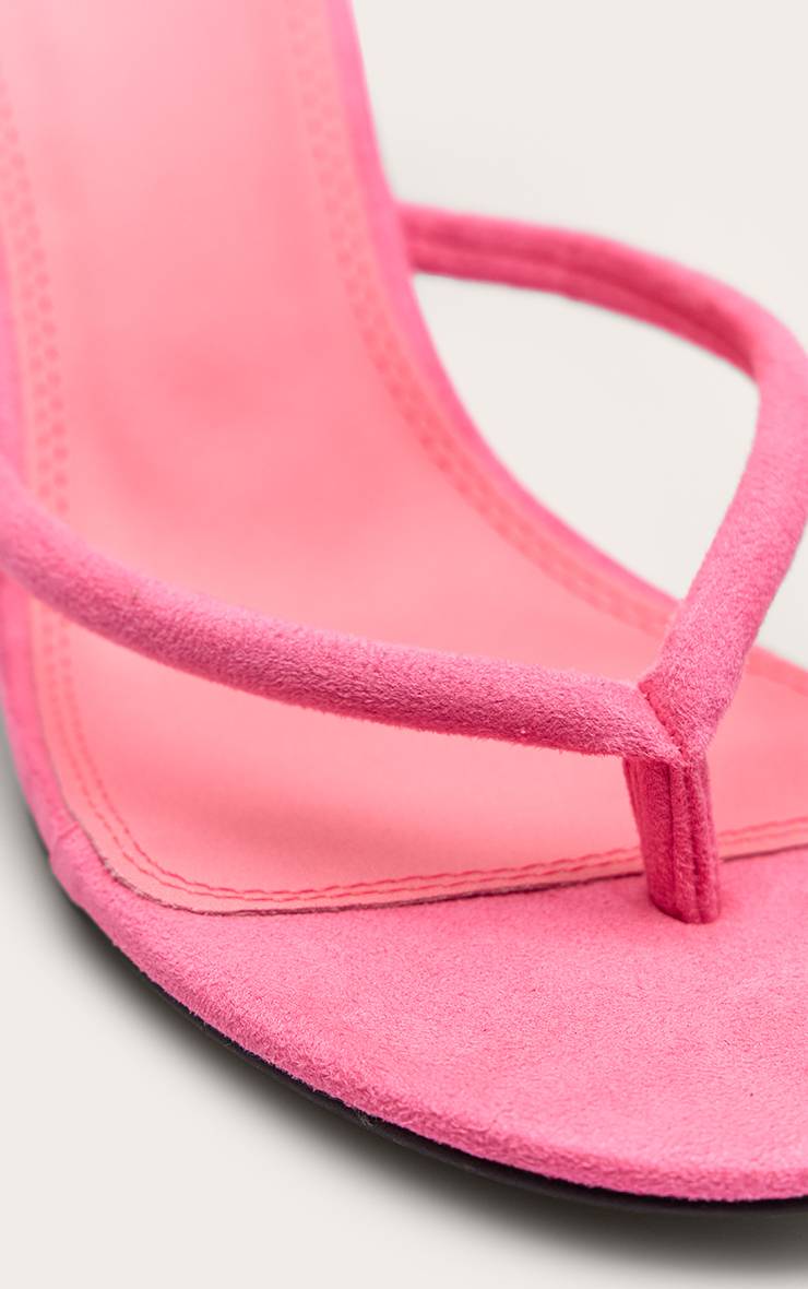 Rose Vif Mules À Talons En Synthétique Avec Bride Entre Les Orteils