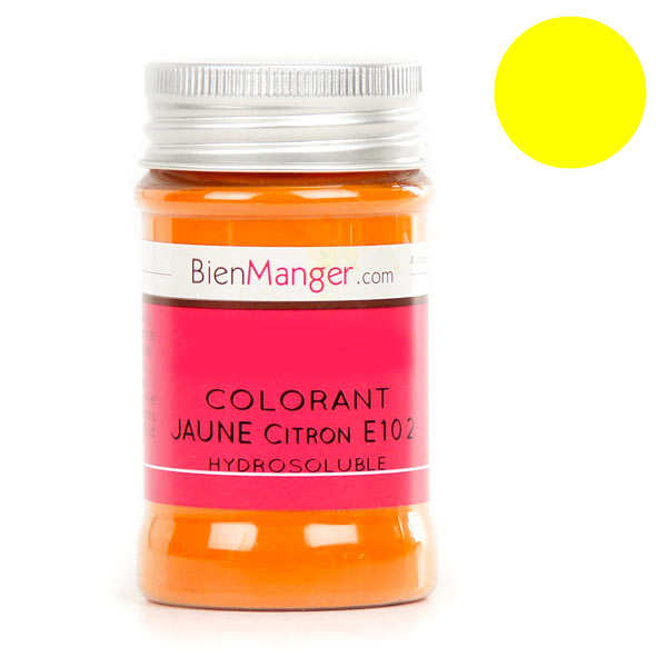 Colorant alimentaire jaune citron E102 - Poudre hydrosoluble