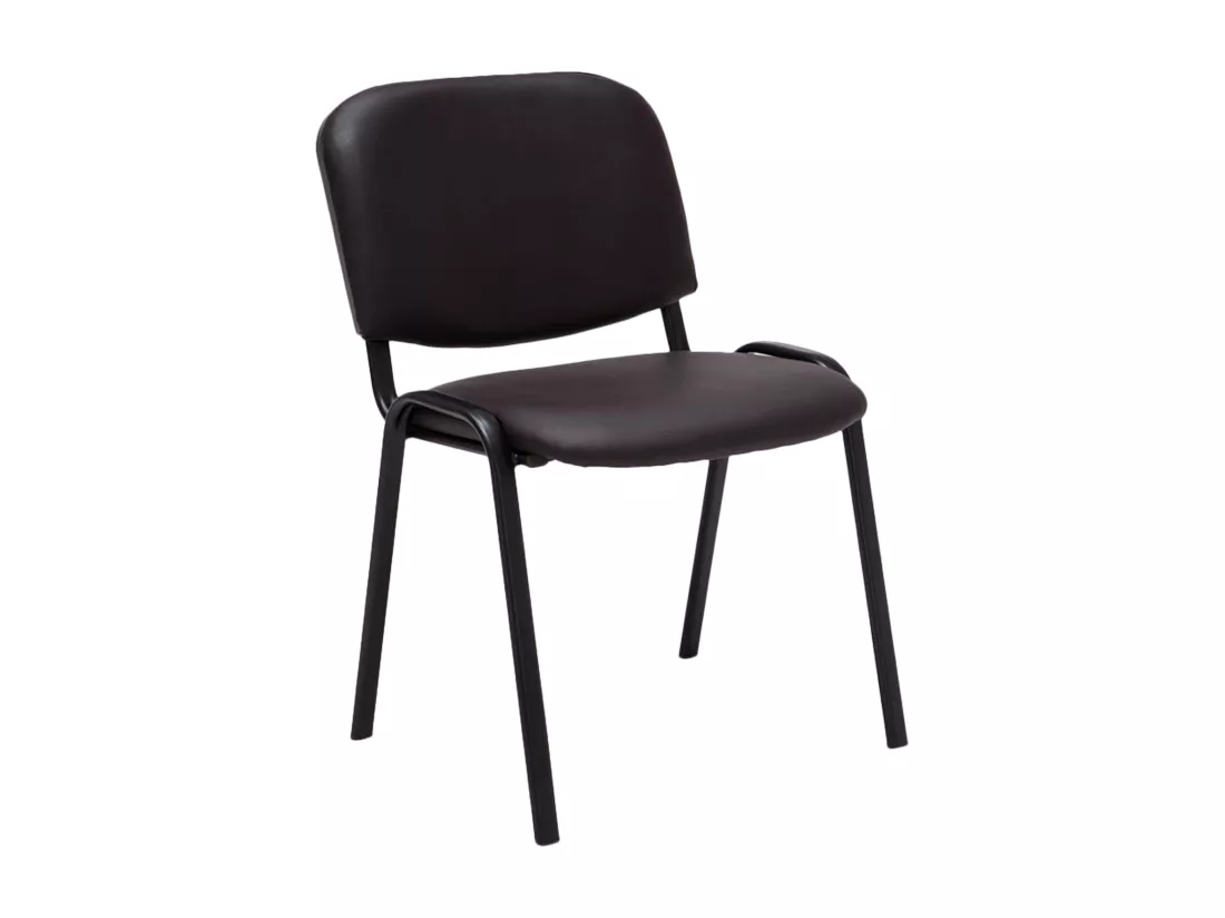 Chaise de salle à manger - Similicuir & Métal noir mat - Marron - Ken