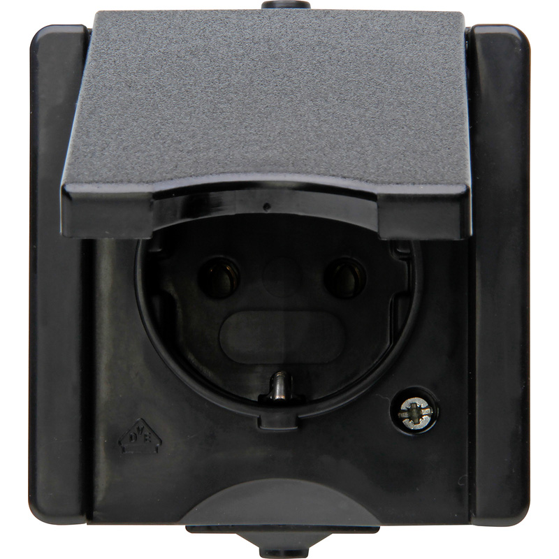 Kopp ProAQA wandcontactdoos RA opbouw spatwaterdicht Zwart IP44