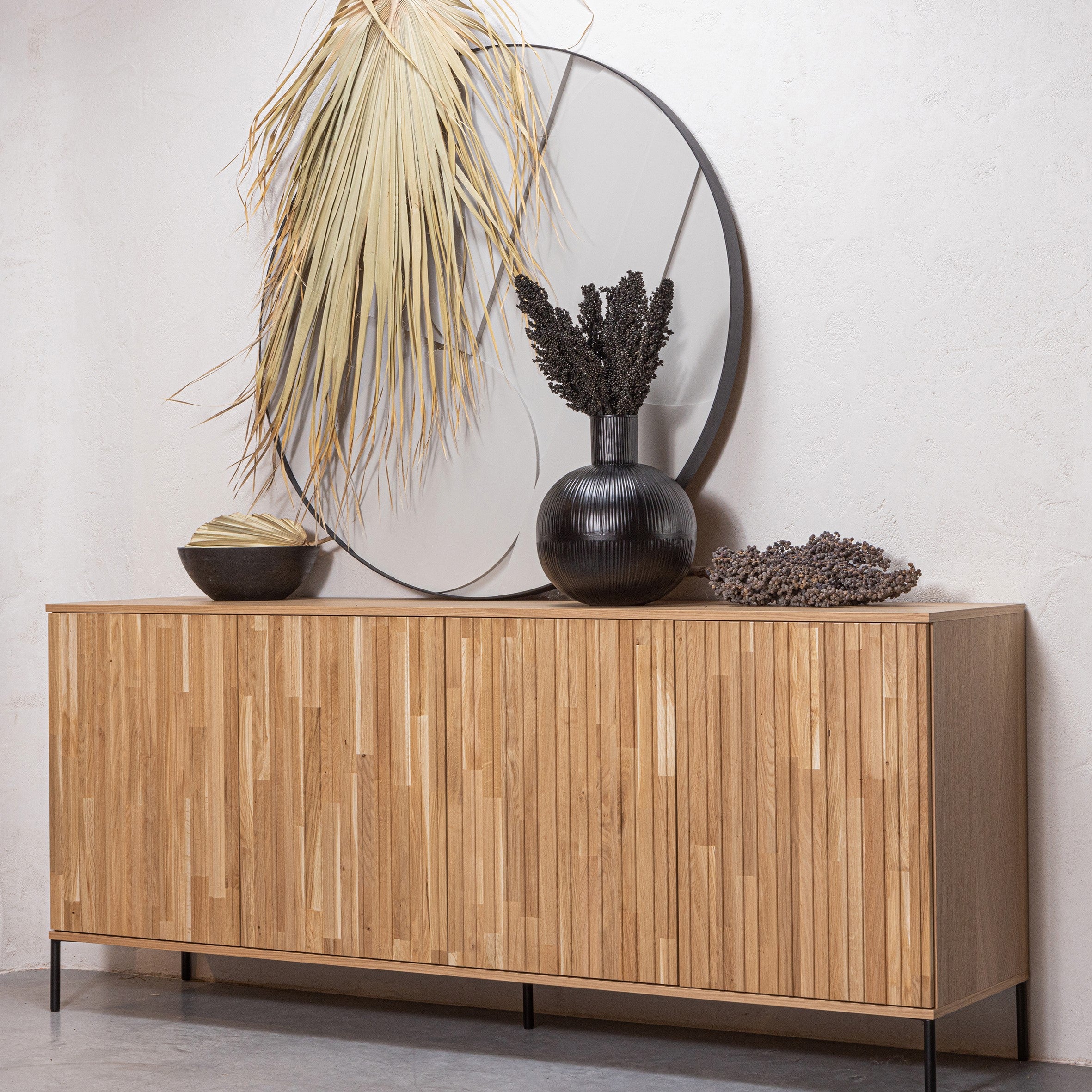 WOOOD New Gravure Dressoir B 200 cm - Eiken - Naturel