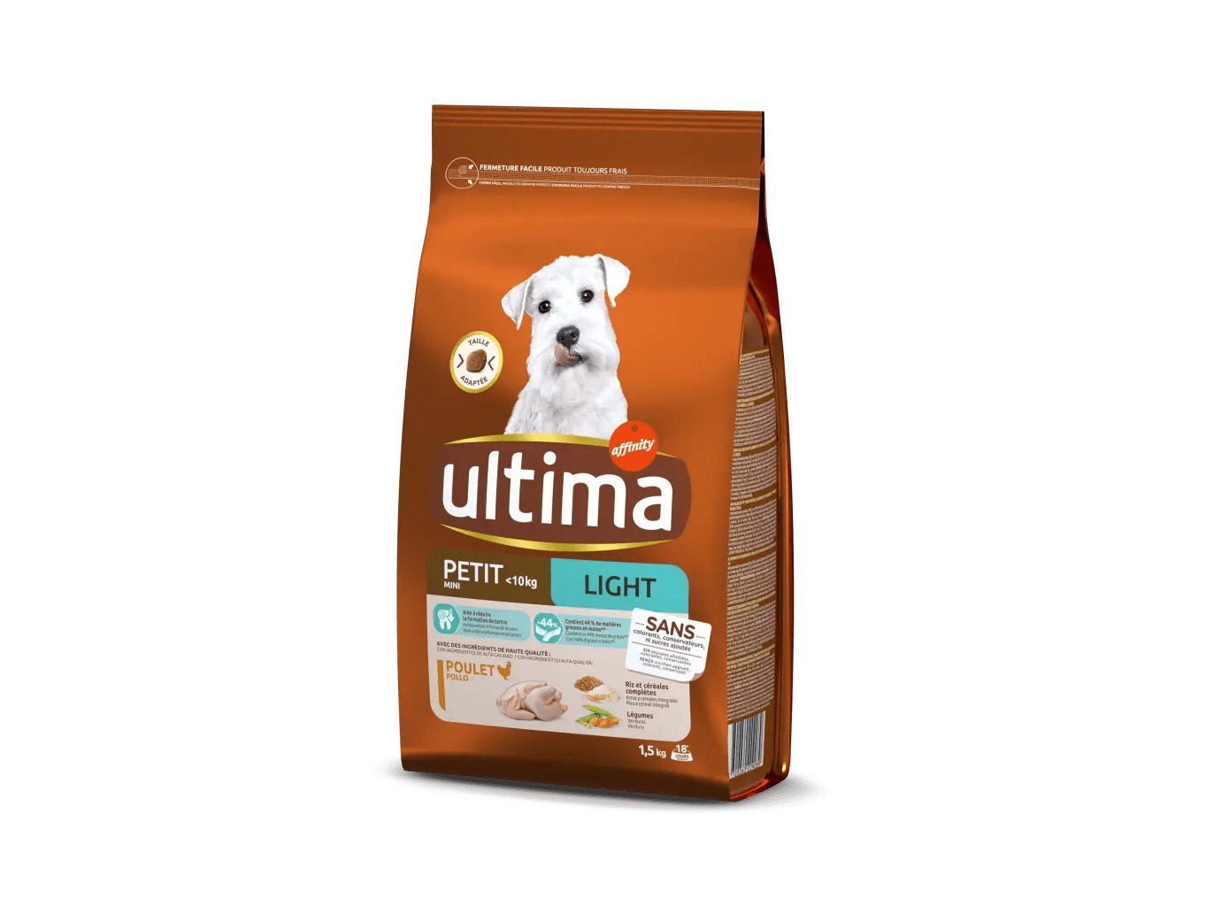 RAÇÃO PARA CÃO ULTIMA MINI LIGHT COM FRANGO 1.5KG