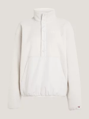 Camisa polo oversized de lã polar reciclada estilo universitário