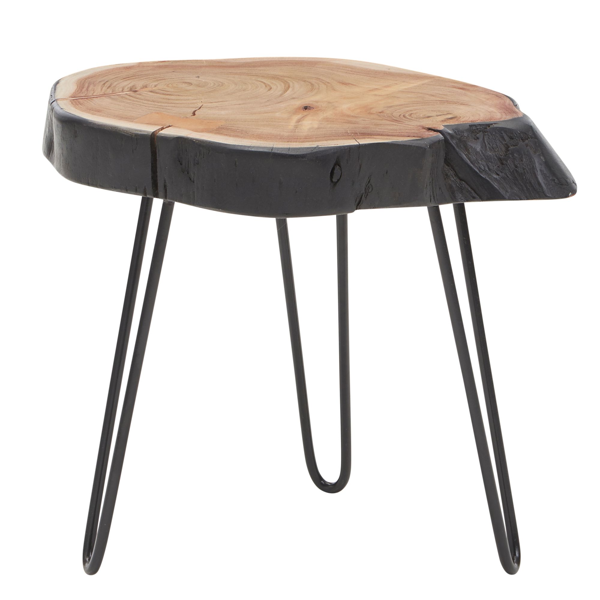 KADIMA DESIGN Massivholz Beistelltisch, Industrial-Stil, Handgefertigt, Baumkante Design