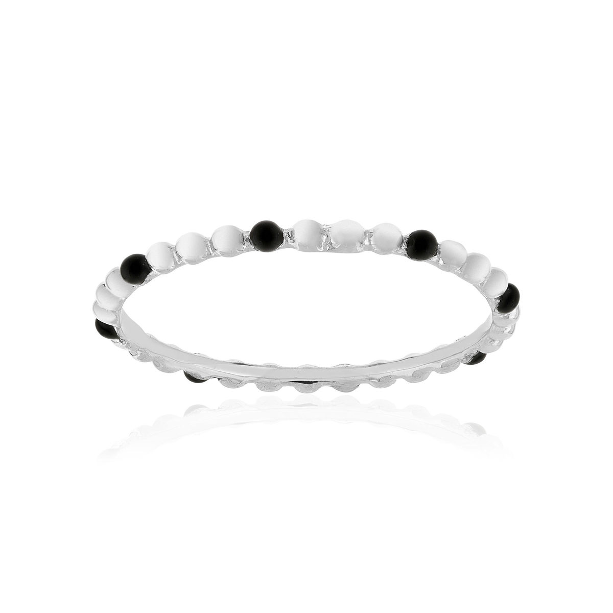 Bague argent 925 perlée et laque noire