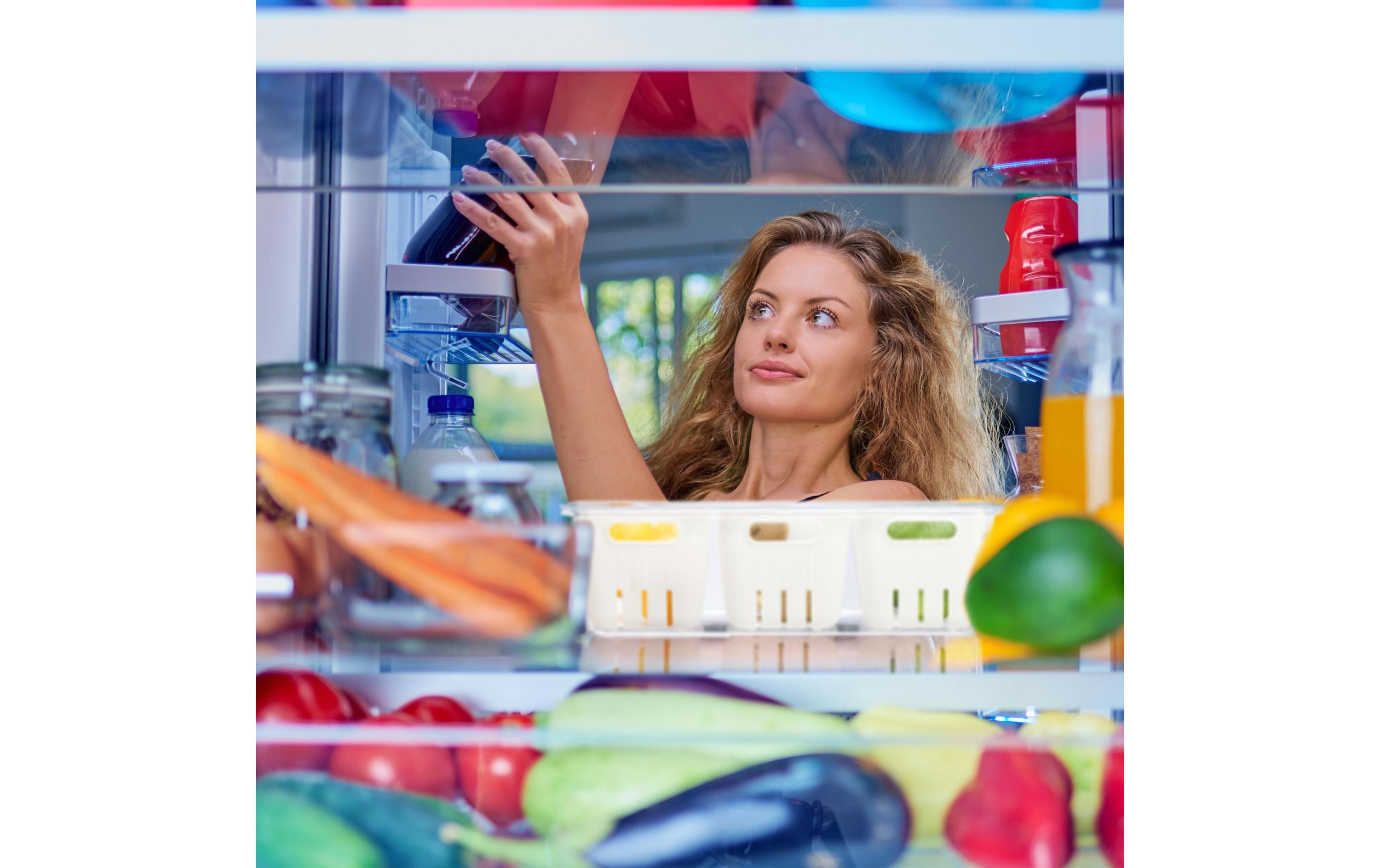 Kühlschrankorganizer 600 g, 3 Stück, Transparent/WeissStapelbare Obstfrischhaltebox im 3er Set